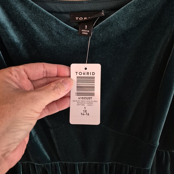 NWT!! TORRID Elegant Teal Velvet Dress - Picture 3 of 6